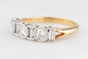 VINTAGE 1.0ct SEVEN STONE DIAMOND RING 18ct GOLD