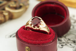 ANTIQUE EDWARDAIN c1910 1.7ct GARNET RING 9ct GOLD
