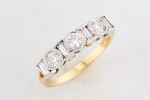 VINTAGE 1.0ct SEVEN STONE DIAMOND RING 18ct GOLD