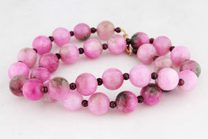 BESPOKE NATURAL MALAY JADE & GARNET NECKLACE 9ct GOLD