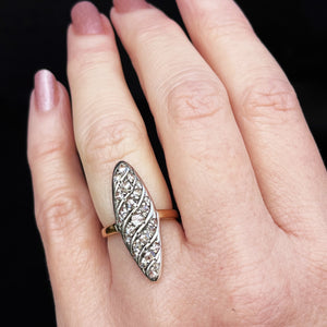 ANTIQUE VICTORIAN .97ct ROSE-CUT DIAMOND RING SILVER & GOLD