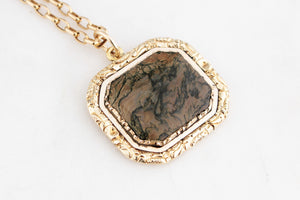 ANTIQUE MOSS AGATE PENDANT 9ct GOLD