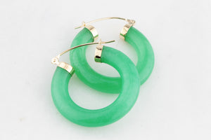 MODERN JADE HOOP EARRINGS 14ct GOLD