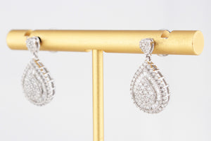 DIAMOND TEARDROP EARRINGS 9ct WHITE GOLD