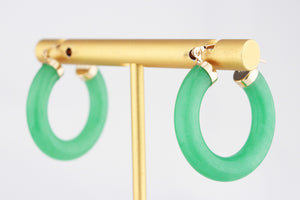 MODERN JADE HOOP EARRINGS 14ct GOLD
