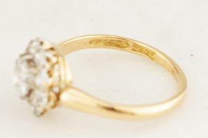 ANTIQUE EDWARDIAN c1900 1.38ct DIAMOND DAISY CLUSTER RING 18ct GOLD & PLATINUM