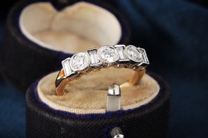 VINTAGE 1.0ct SEVEN STONE DIAMOND RING 18ct GOLD