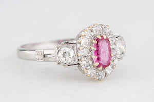 ANTIQUE EDWARDIAN RUBY & DIAMOND RING 18ct GOLD & PLATINUM