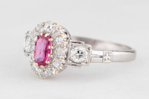 ANTIQUE EDWARDIAN RUBY & DIAMOND RING 18ct GOLD & PLATINUM