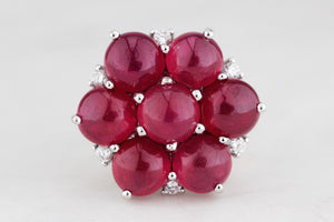 CONTEMPORARY ITALIAN RUBY & DIAMOND RING 18ct GOLD