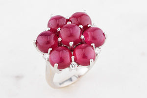 CONTEMPORARY ITALIAN RUBY & DIAMOND RING 18ct GOLD