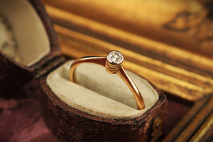 ANTIQUE AUSTRALIAN c1900 SOLITAIRE DIAMOND RING 18ct GOLD