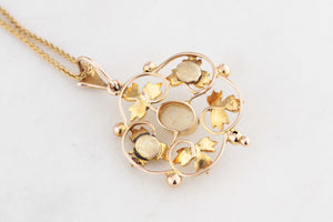 ANTIQUE EDWARDIAN c1900 OPAL & SEED PEARL PENDANT 9ct GOLD
