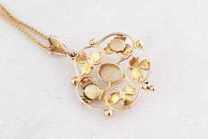 ANTIQUE EDWARDIAN c1900 OPAL & SEED PEARL PENDANT 9ct GOLD