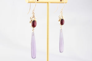 BESPOKE GARNET & AMETHYST EARRINGS 9ct GOLD