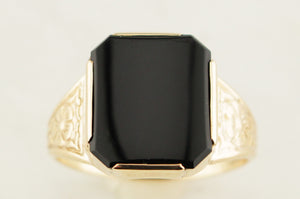 VINTAGE c1950 ONYX RING 9ct YELLOW GOLD
