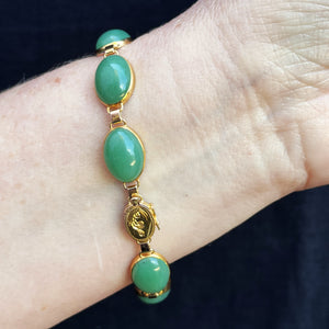 VINTAGE c1940 AVENTURINE QUARTZ BRACELET 14ct GOLD