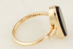 ANTIQUE AUSTRALIAN c1920 ONYX RING 9ct GOLD