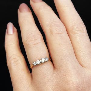 VINTAGE c1940 FOUR STONE .47ct DIAMOND RING 18ct GOLD