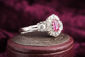 ANTIQUE EDWARDIAN RUBY & DIAMOND RING 18ct GOLD & PLATINUM