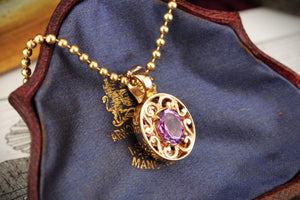 ANTIQUE EDWARDIAN c1910 AMETHYST ENHANCER PENDANT 9ct GOLD