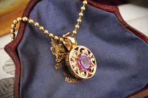 ANTIQUE EDWARDIAN c1910 AMETHYST ENHANCER PENDANT 9ct GOLD