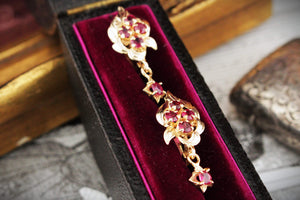 VINTAGE c1940 RUBY EARRINGS 14ct GOLD