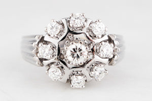 VINTAGE c1940's .80ct DIAMOND CLUSTER RING 14ct GOLD