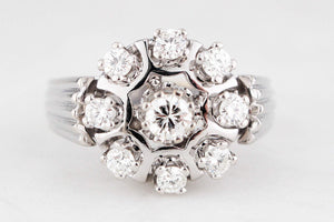 VINTAGE c1940's .80ct DIAMOND CLUSTER RING 14ct GOLD