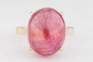 VINTAGE 12ct CABOCHON TOURMALINE RING 14ct GOLD