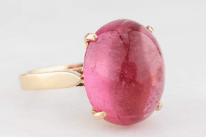 VINTAGE 12ct CABOCHON TOURMALINE RING 14ct GOLD