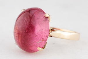 VINTAGE 12ct CABOCHON TOURMALINE RING 14ct GOLD