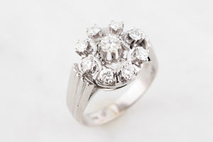 VINTAGE c1940's .80ct DIAMOND CLUSTER RING 14ct GOLD