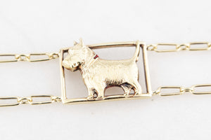 VINTAGE SCOTTY DOG LINK BRACELET 14ct GOLD