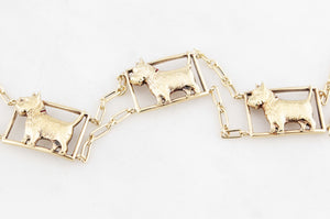 VINTAGE SCOTTY DOG LINK BRACELET 14ct GOLD
