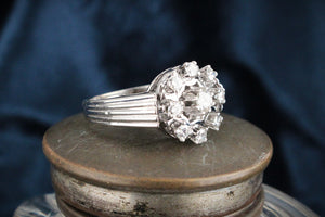 VINTAGE c1940's .80ct DIAMOND CLUSTER RING 14ct GOLD