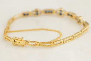 VINTAGE ART DECO STYLE SAPPHIRE & DIAMOND BRACELET 18ct GOLD