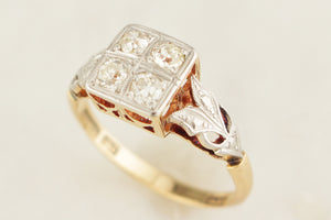 ANTIQUE AUSTRALIAN c1915 .40ct DIAMOND RING PLATINUM & 18ct GOLD