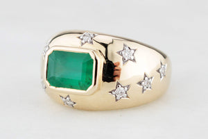 CONTEMPORARY EMERALD & DIAMOND RING 14ct GOLD