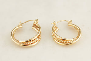 MODERN TRIPLE HOOP EARRINGS 14ct GOLD