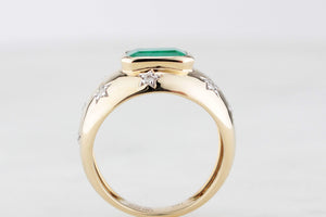 CONTEMPORARY EMERALD & DIAMOND RING 14ct GOLD
