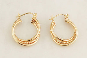 MODERN TRIPLE HOOP EARRINGS 14ct GOLD