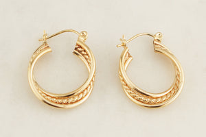 MODERN TRIPLE HOOP EARRINGS 14ct GOLD