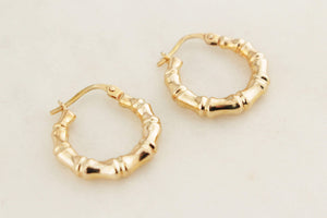 VINTAGE ITALIAN BAMBOO HOOPS 9ct GOLD