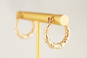 VINTAGE ITALIAN BAMBOO HOOPS 9ct GOLD
