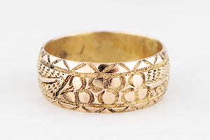 ANTIQUE EDWARDIAN 1904 ETCHED BAND 9ct GOLD