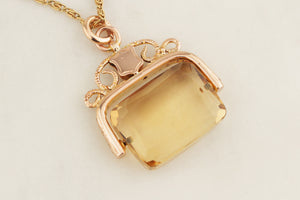 ANTIQUE 1922 CITRINE FOB SPINNER 9ct GOLD
