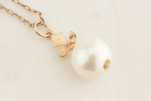 ANTIQUE c1920’s PEARL PENDANT 9ct GOLD