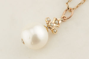 ANTIQUE c1920’s PEARL PENDANT 9ct GOLD