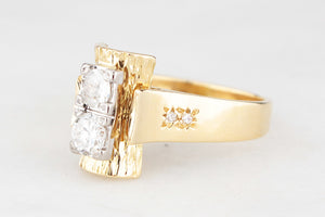 MID-CENTURY .68ct DOUBLE DIAMOND RING 18ct GOLD